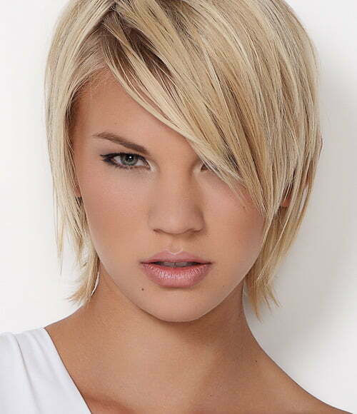 Short hairstyles with side bangs for women