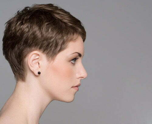 Pixie haircut with a blonde hair color looks stunning.