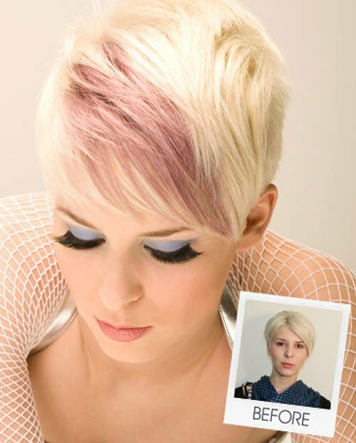 Short Hair with Pink Highlights