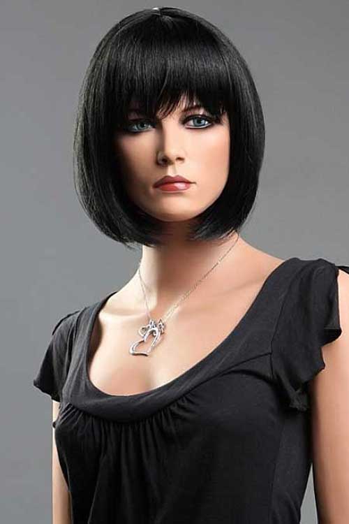 Green hair color looks trendy on the short bob hairstyle. This is a ...