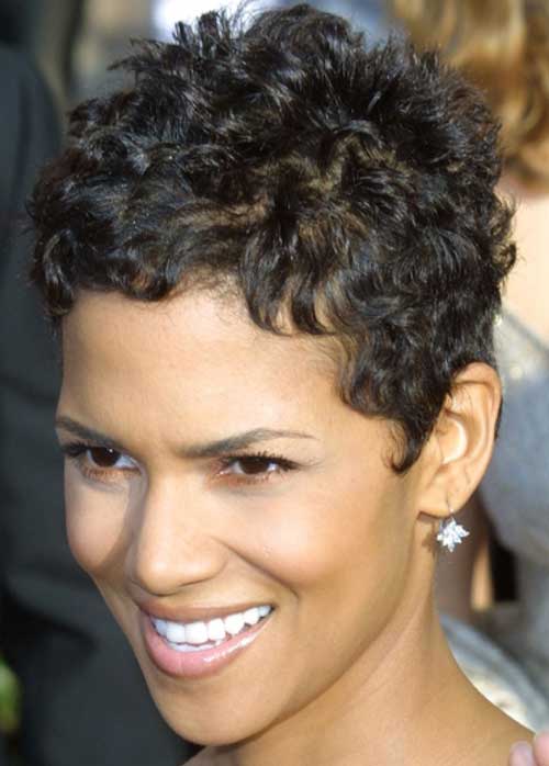Another lady carried short haircut with curly hairs.