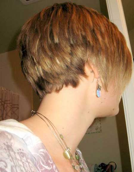 Back view of stacked bob haircut