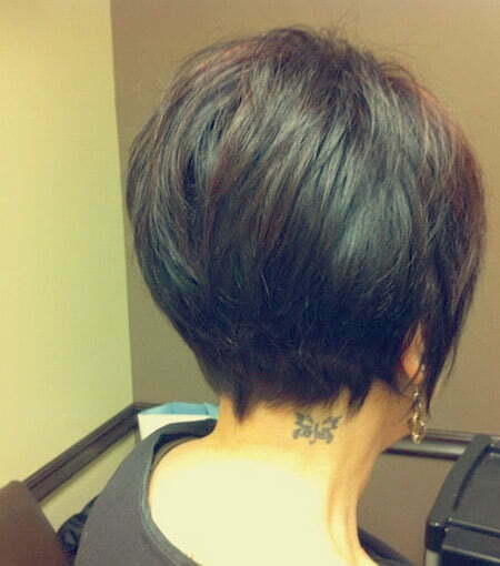 Back view of short layered hair