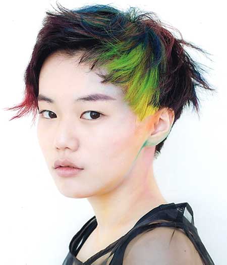 Rainbow Colors Messy Hair