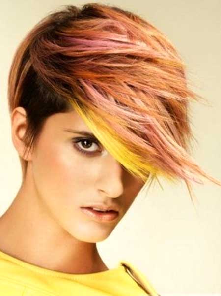 Highlighted Asymmetrical Edgy Short Haircut for Women: