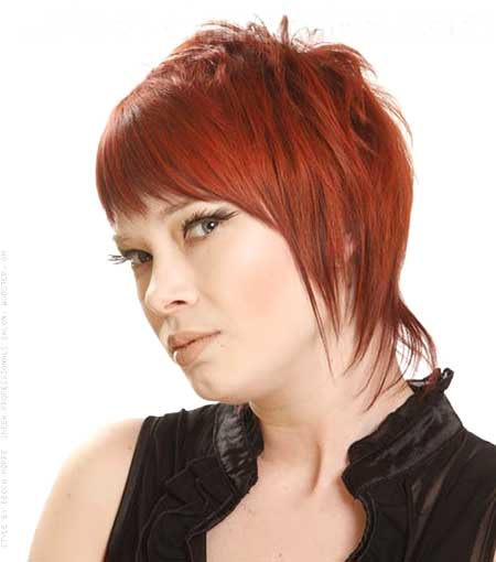 Red Colored Short and Edgy Hair Idea: