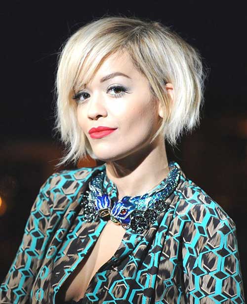 Rita Ora Platinum Choppy Hairstyle