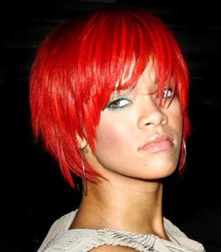 Red Colored Short Layered Hairstyle
