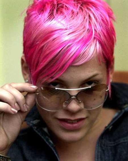 Shiny Pink Colored Short Hair for Girls