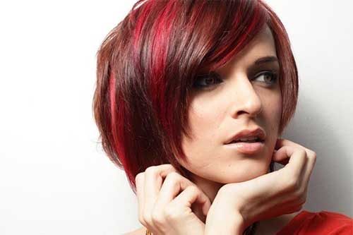Red Angled Bob Hairstyle