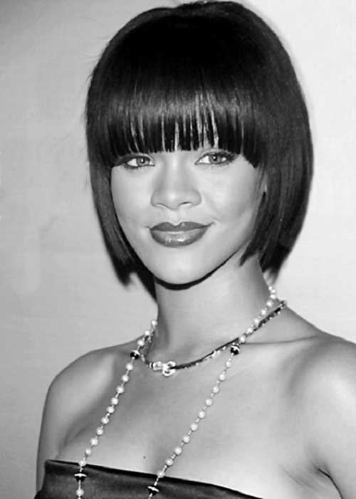 Rihanna Modern Haircut with Bangs