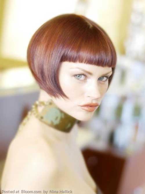 Blunt Brown Bob with Straight Bangs