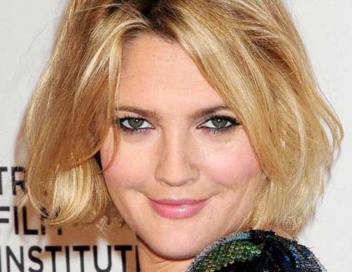 Drew Barrymore Haircut for Round Faces