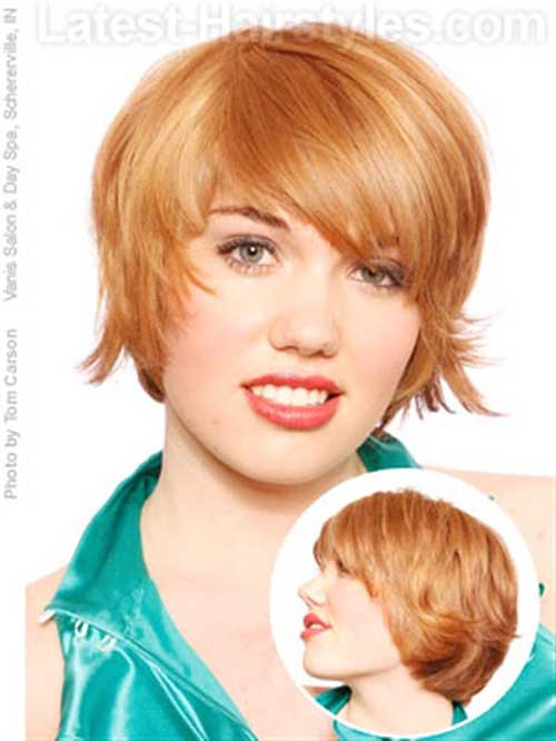 Layered Short Ginger Hair for Round Face