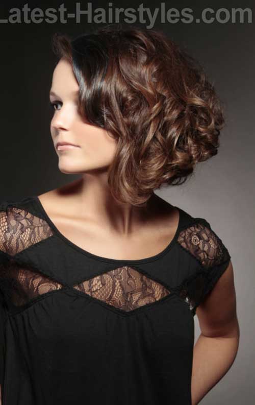 Brunette Wavy Curly Bob Hairstyles 2014