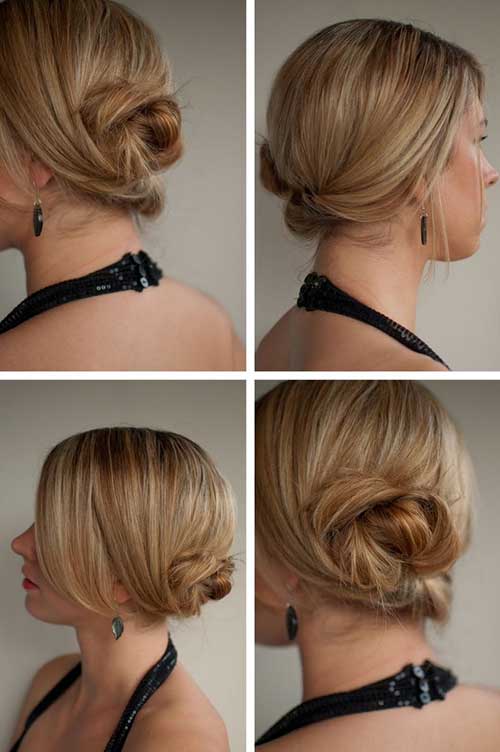 Cute Twisted Bun for Short Hairstyles