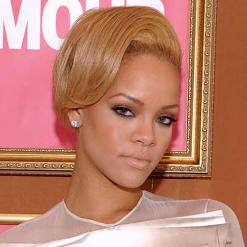  Rihanna Blonde Slicked Short Hairstyles