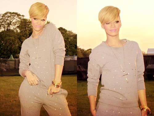 Rihanna Short Blond Pixie Hair