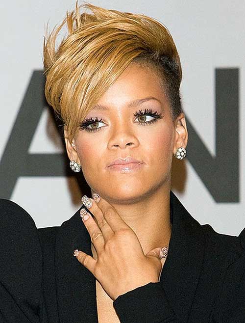 Rihanna Side Swept Short Blonde Hair