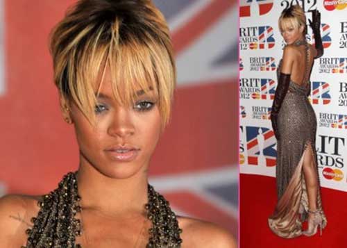 Rihanna Straight Blonde Pixie Haircut