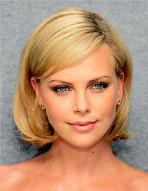 Round Face with Straight Short Hairstyles