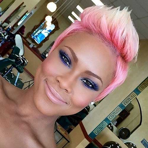 Short Blonde Hair With Pink Roots Highlights