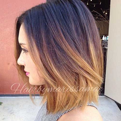 Short Straight Hair Brown and Blonde Ombre Style