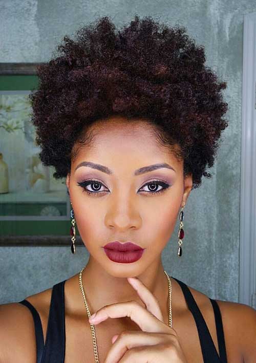 Natural Black Woman mid size Afro