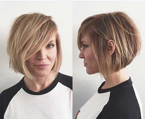Layered Short Side Parted Bob for Fine Hair