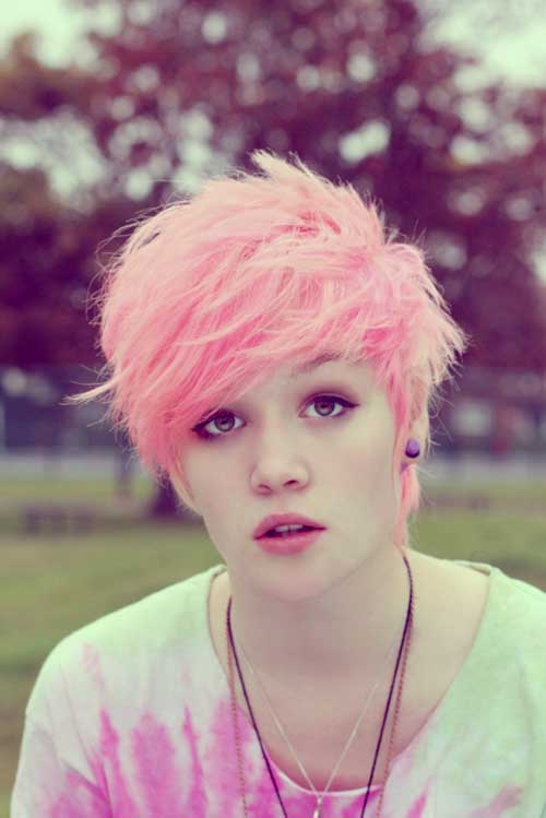 Pink pixie cut hairstyle