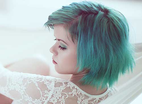 Short green hairstyle