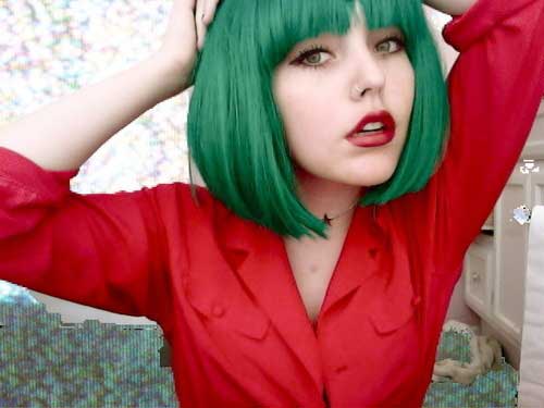 Short green hairstyle