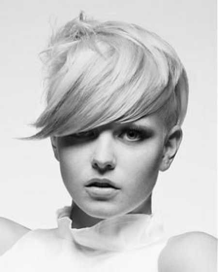 Side-swept Short Hairstyle with Long Bangs