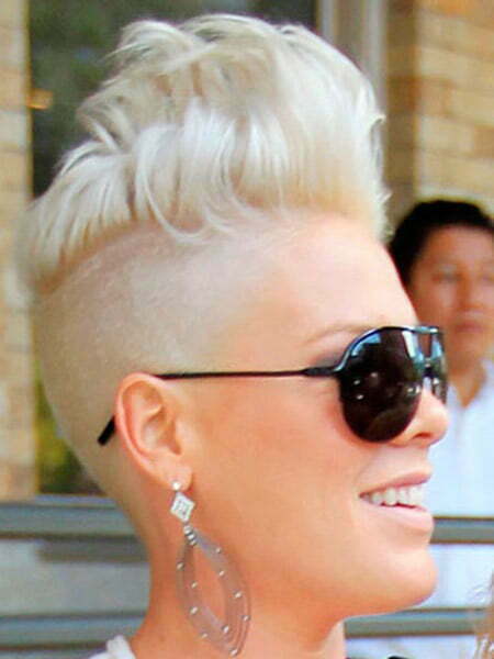 Funky Blonde Haircut with Shaven Sides