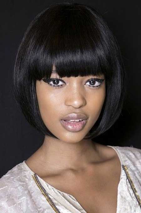 Short bob hairstyles with bangs for black women