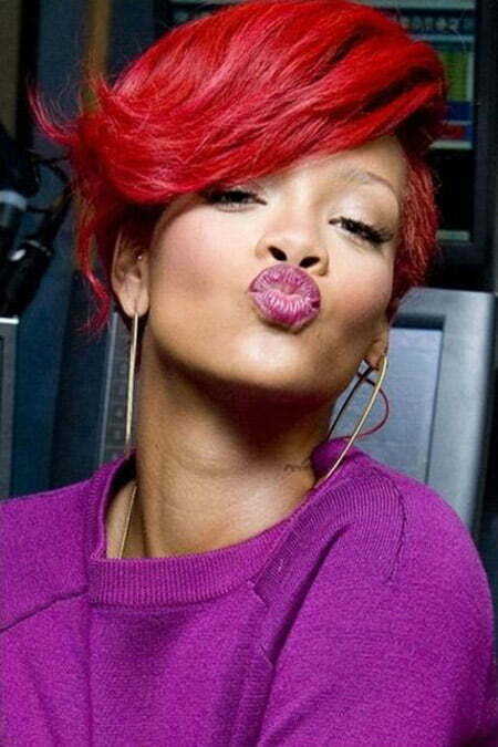 Wonderful Red Pixie Hairstyle of Rihanna