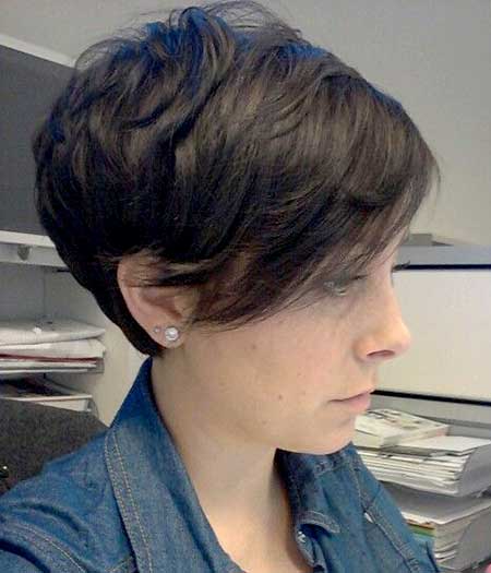 Short Layered Pixie Hairstyle with Long Bangs
