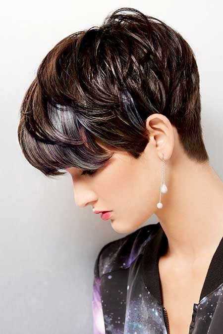 Short Bouncy Pixie Hairdo with Messy Bangs