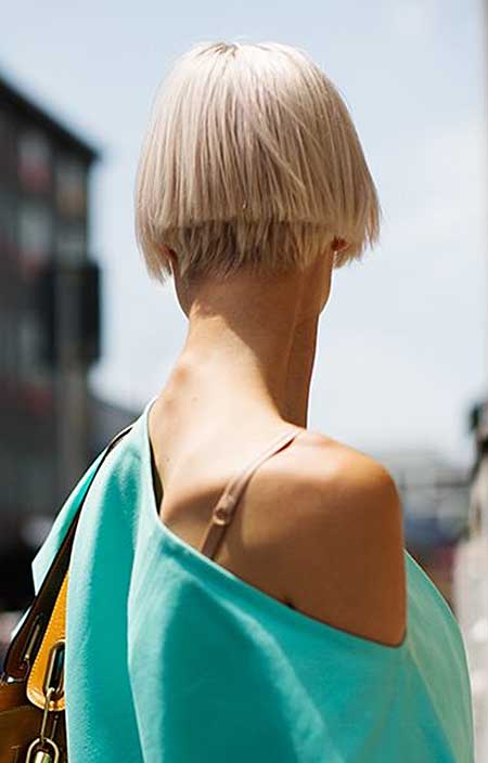 Back View of Straight and Blunt Bob Hairstyle