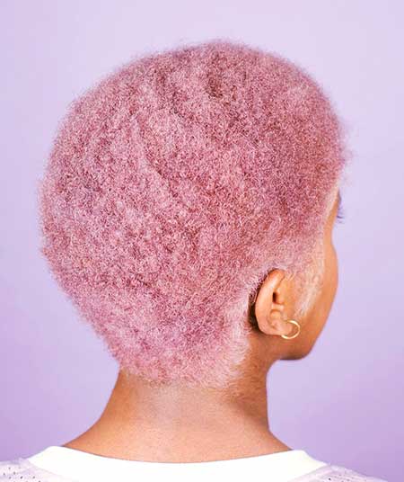 Candy Pink Short Afro Cut
