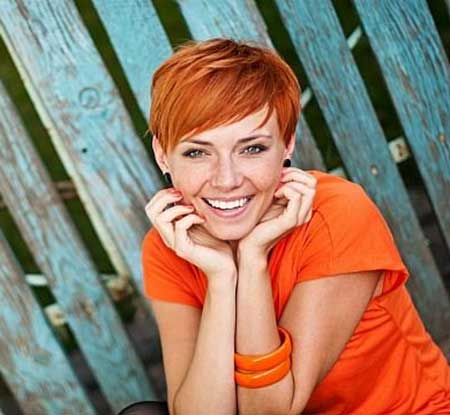 Tango Colored Short Pixie Hairstyle for Girls