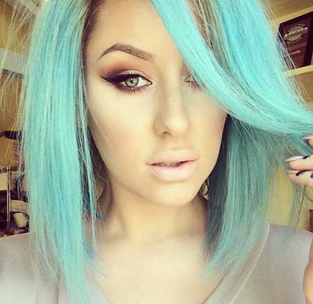 Sea Blue Colored Hair Idea for Girls