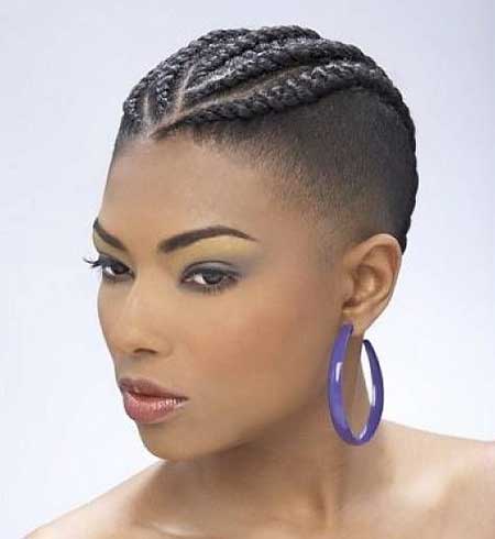 Simple Backward Braids with Bald Hairstyle for Black Women