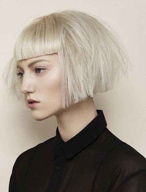 Short Blonde Easy Bob with Bangs