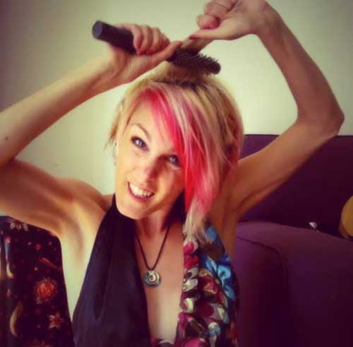 Lovely Blonde Hair Pink Bangs