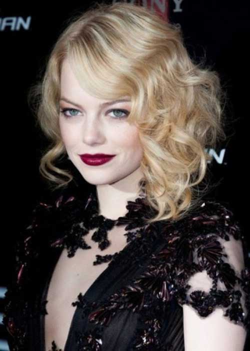 Emma Stone's Blonde Bob Cuts for Curly Hair