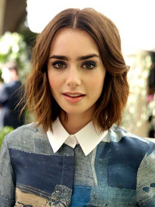 Lily Collins Hairstyles Bob Cut