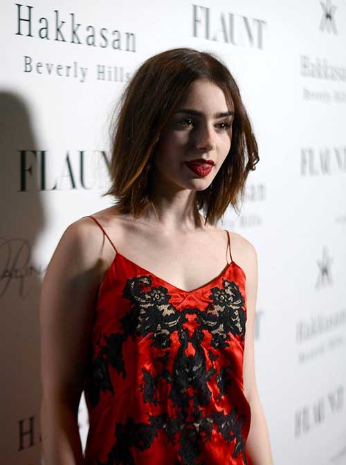 Lily Collins Trendy Short Hair