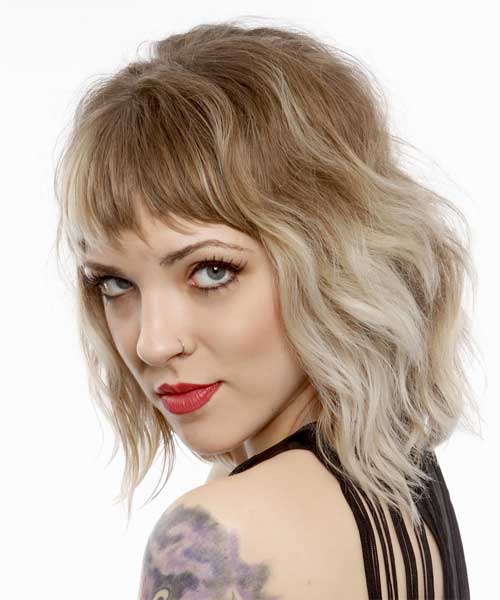 Ombre Short Wavy Hair With Bangs