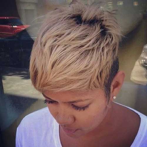 Blonde Pixie with Simple Haircut